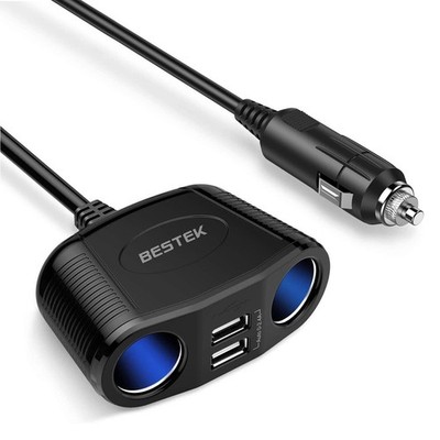 BESTEK 150W 2-Socket Car Cigarette Lighter Splitter Power Adapter DC Outlet