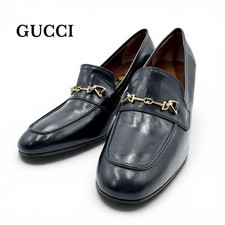 Rare GUCCI Vintage Horsebit Leather Pumps Black 37.5 US 7.5 
