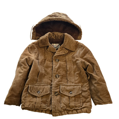 Corduroy Coat Kids Size 6 Lined Removable Hood Vintage Dixie Land Costume Prop