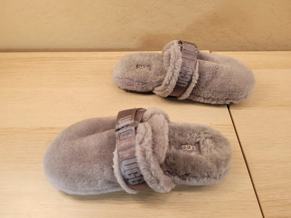 UGG Fluff It Slide Slip On Slipper House 鞋 灰色 1118150 女式 7 码 — 第 3/4 张图片