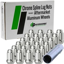 Chrome M12x1.50 Lug Nuts For Aftermarket Wheels - Closed End Spline - Set of 24