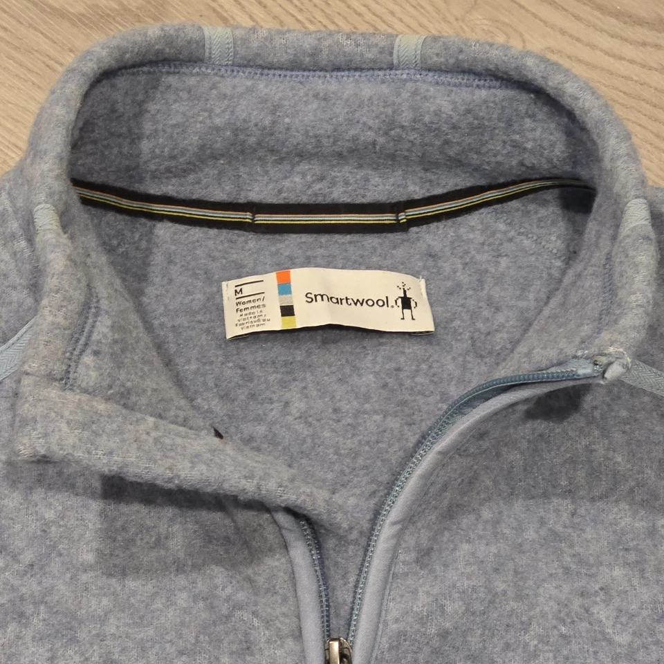 Chaqueta Smartwool para mujer mediana azul tormenta Hudson Trail polar lana merino cremallera Foto 4 de 4