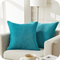 Kissenbezug Wohnzimmer Chenille Flauschig Deko Zierkissen 40X40 Cm 2Er Set