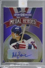 2018 Leaf Metal Sports Heroes Medal Purple 9/10 Mike Eruzione #MH-ME1 Auto 0c3