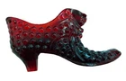 Ruby Red Vintage Fenton Cat Head Glass Shoe Slipper Cadmium Glow