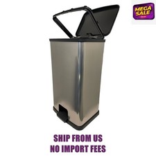 Mainstays Kitchen Trash Can, 13.2 Gallon Plastic Step Garbage Bin with Lid, Silv