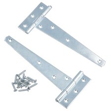6in / 152mm Heavy Duty T Tee Hinges For Shed + Garden Gates Zinc Plated