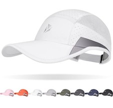 Running Hat for Men  Women, Quick-Dry Lightweight Baseball Cap,UPF 50 White