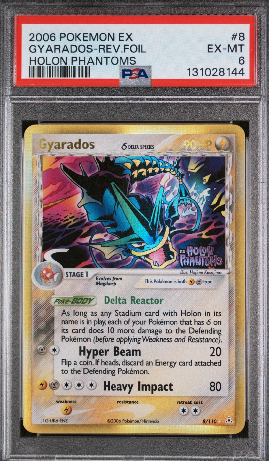 2006 POKEMON EX HOLON PHANTOMS 8 GYARADOS-REVERSE HOLO STAMPED PSA 6
