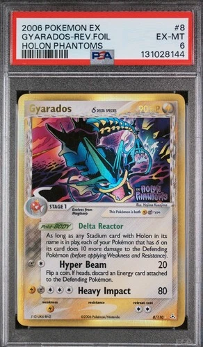 2006 POKEMON EX HOLON PHANTOMS 8 GYARADOS-REVERSE HOLO STAMPED PSA 6