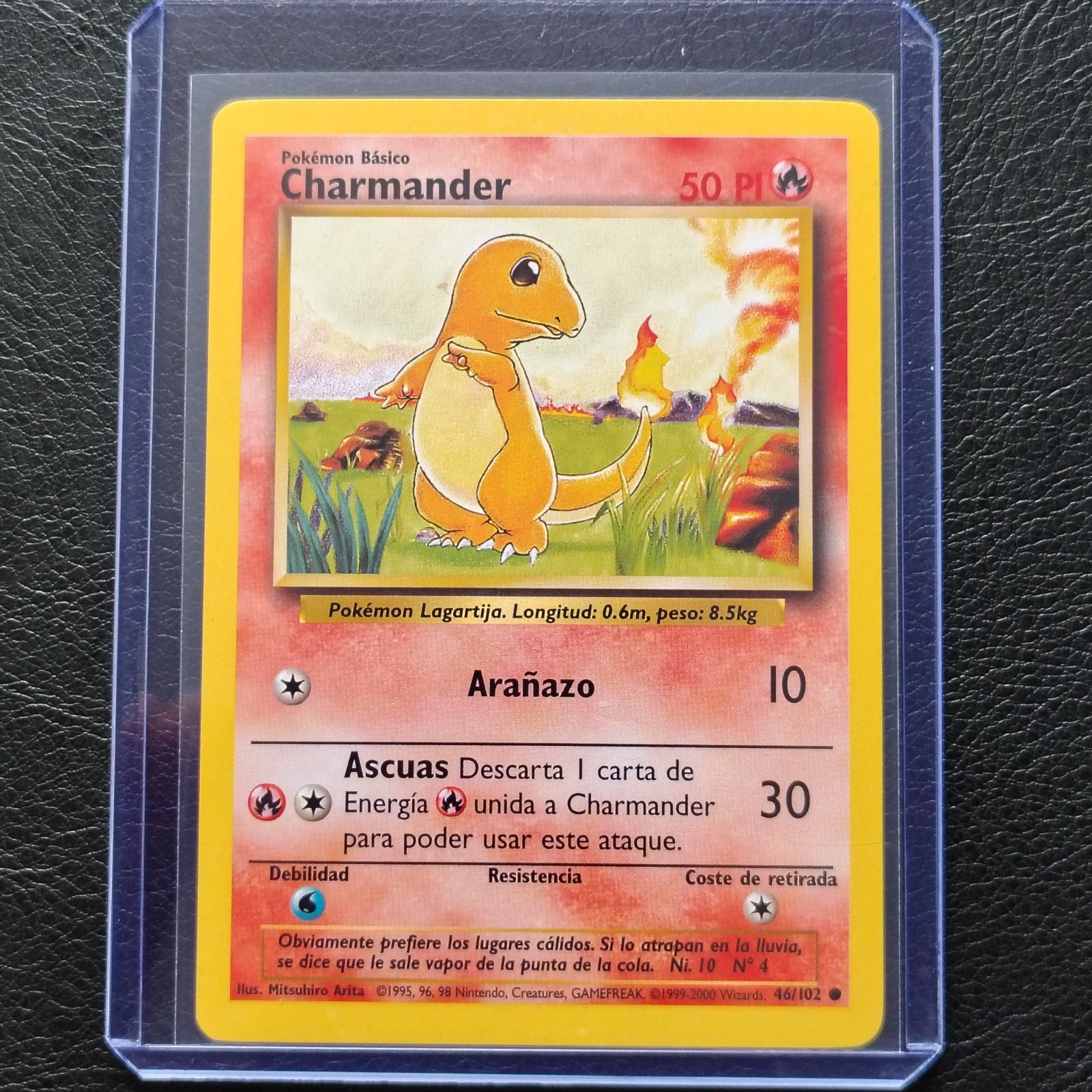 Pokemon Card Charmander 46/102 Spanish Unlimited Base Set Vintage