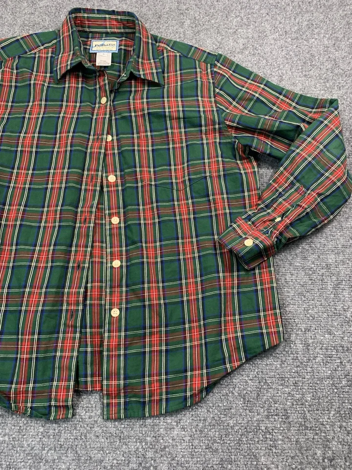 Camisa Pendleton Mujer Pequeña A Cuadros Manga Larga Abotonada Exterior Verde Foto 4 de 4