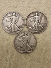 Walking Liberty Half Dollar Lot of 3 - 90% Silver - Check it out! 👀