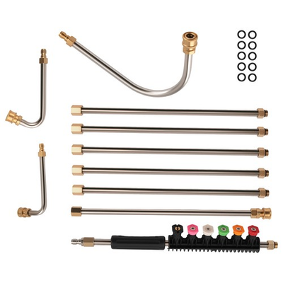 #ad High Pressure Washer Extension 15in Brass Steel 4000PSI 30° 90° Curved Wands $29.55