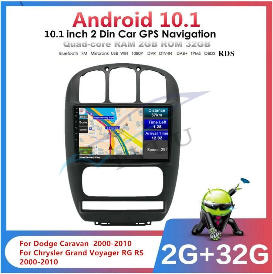 Reproductor de navegación GPS para automóvil de 10,1" WiFi para Dodge Caravan Chrysler Grand Voyager 2000-10 Foto 3 de 4