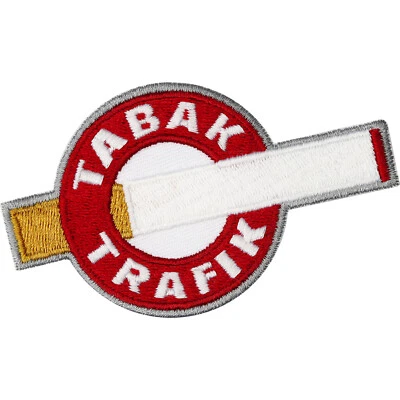 EXPRESS-STICKEREI GMBH Tabak Trafik Schild Zigaretten Patches Tabak Trafik Aufnäher Aufbügler 80x45mm