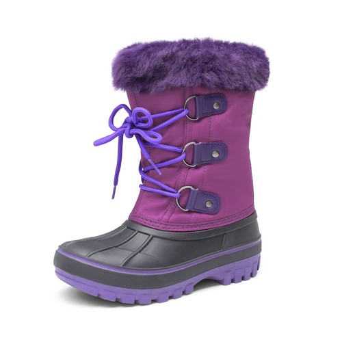 Boys Girls Snow Boots Toddler Big Kids Fur Lined Mid Calf Winter Boots Warm Ski - Picture 23 of 29