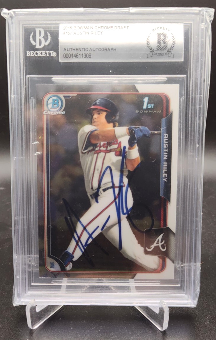 2015 Bowman Chrome Draft AUSTIN RILEY RC AUTO Signed Beckett COA Braves