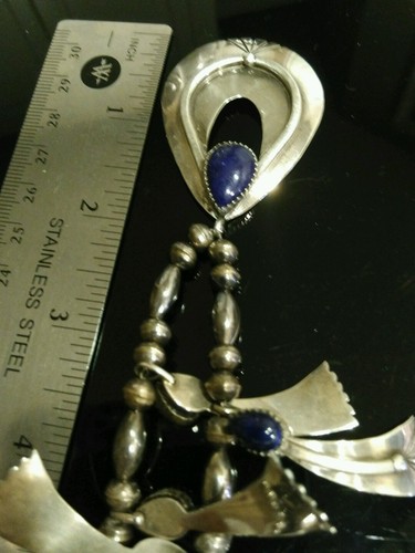 Derrick Gordon Navajo Navy Blue Lapis Sterling Necklace/Earring Jewelry Set - Picture 11 of 12