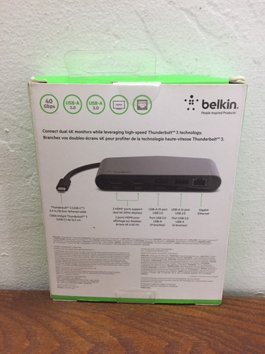 Belkin Thunderbolt 3 USB-C Docking Station Mini Hub Windows PC Mac F4U098BT New - Picture 20 of 20