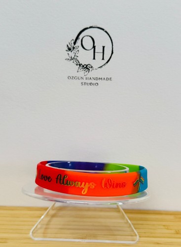 Rainbow Silicone PRIDE Bracelet – LGBTQ+ Wristband – 4 Designs – Comfortable & C - Picture 6 of 9