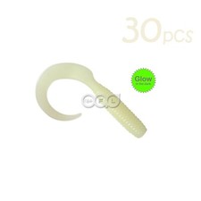 30pcs 8" (w/ tail extended) Curly Tail Perch Grub Fishing soft lure Glow in dark
