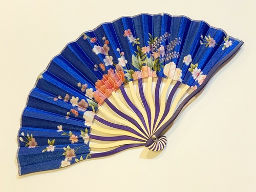 1 pc Japanese Geisha Girl Silk Hand Held Folding Hand Fan in Peony Flower Print - Picture 3 of 8