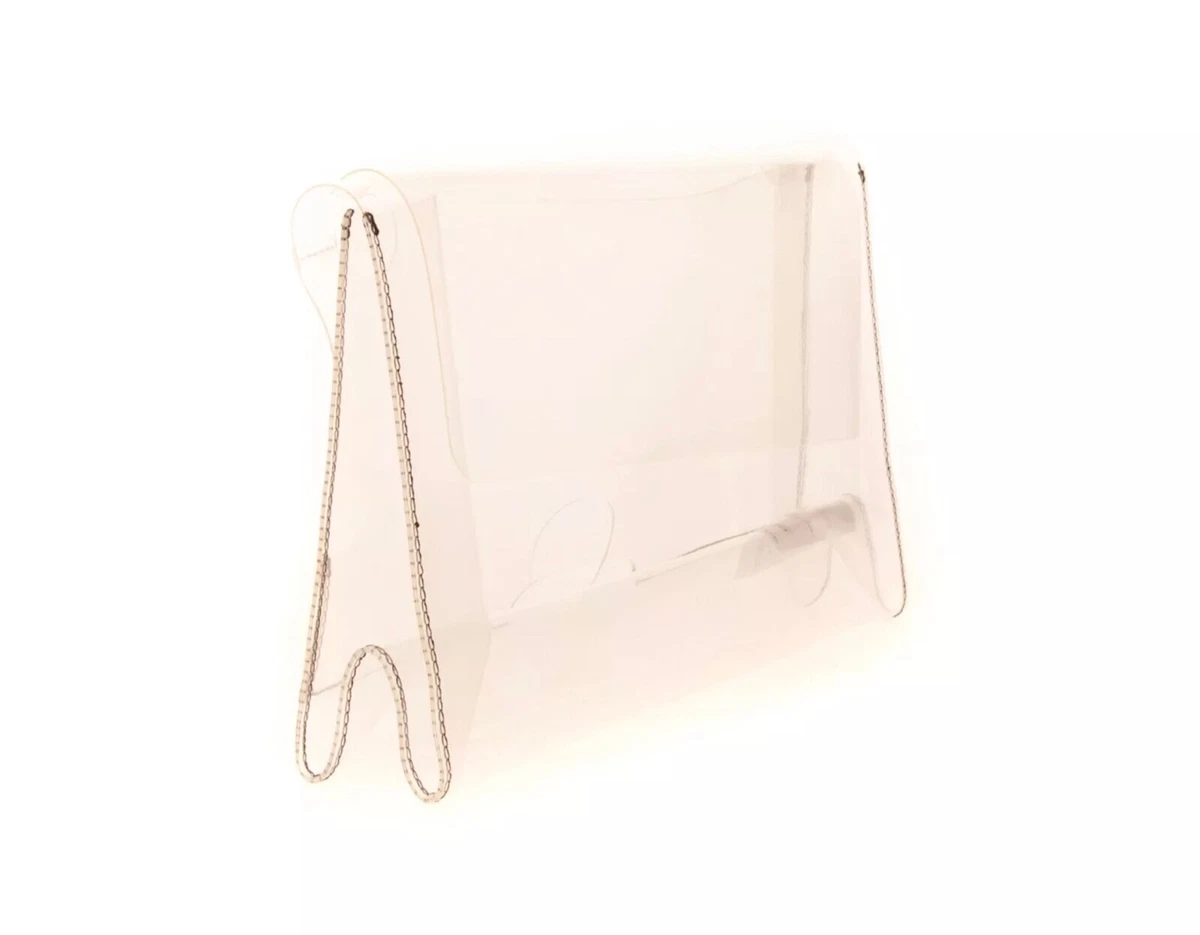 PINKO Women New White Clear PVC See Through Rain Cover Clutch Pouch Purse  Bag