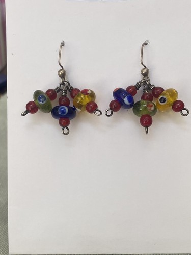 Lampwork Murano Glass Shepherds Hook Earrings