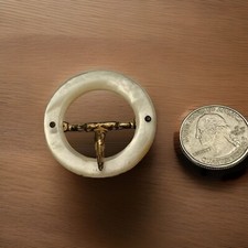 Vintage Retro Era Round Ready Ivory Color Mother of Pearl Belt Buckle AS IS