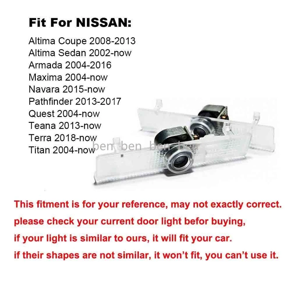 2 LED Door Light Projector Ghost Shadow Lamp For NISSAN Altima Armada Pathfinder — 第 3/4 张图片
