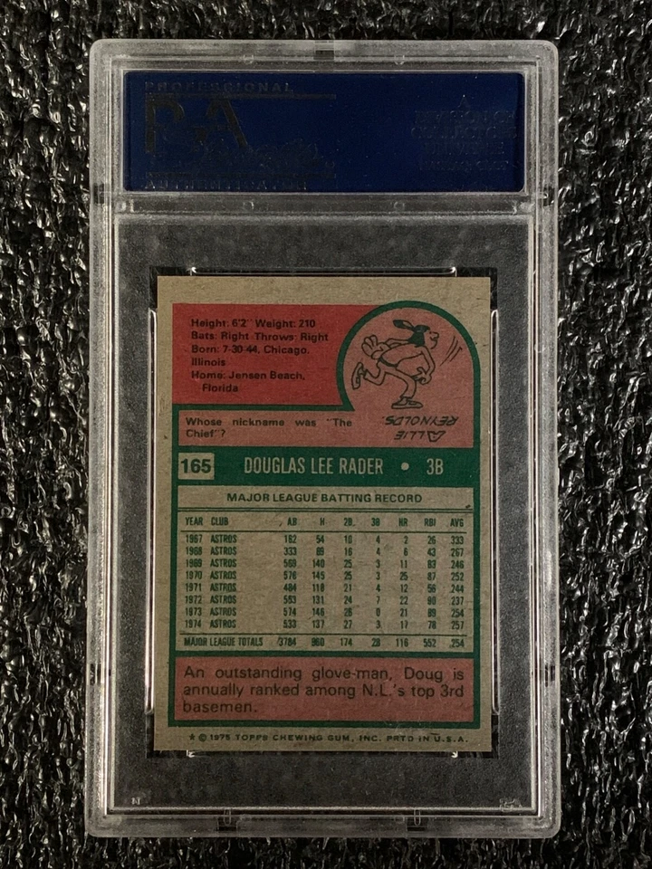 1975 Topps Mini #165 Doug Rader PSA 8 - Image 2 of 2