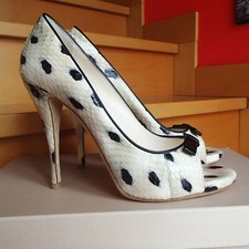 scarpe donna tacco alto pelle decolté spuntate Bianco Andrea a pois Marilyn 39
