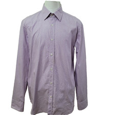Hugo Boss Slim Fit Men's Size L Purple Stripe Long Sleeve Casual Shirt