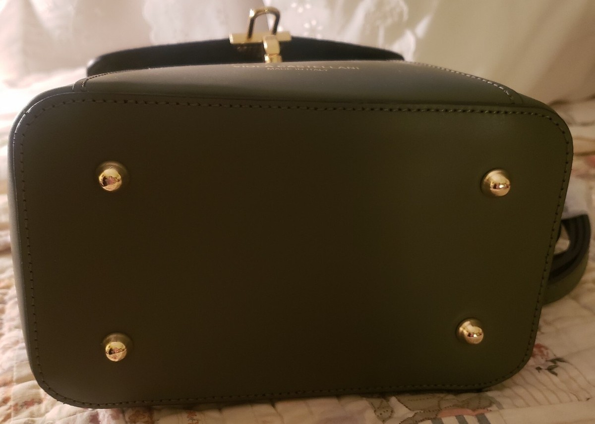 Viola Castellani Olive Green Leather & Suede Convertible Backpack/Handbag 1081 Viola Castellani leather convertible backpack/shoulder  main image 4