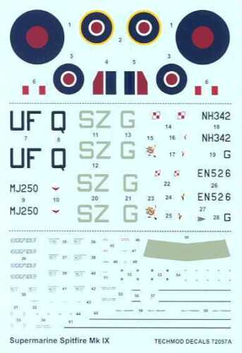 Calcomanías Techmod 1/72 SUPERMARINE SPITFIRE Mk-IX con máscaras - Imagen 2 de 5