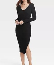 Women's Long Sleeve Sweater Dress - A New Day Black XL $35
