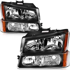 Headlights Assembly For 2003-2006 Chevy Avalanche Silverado Pair Black Lamps Headlights Assembly For 2003-2006 Chevy Avalanche Silverado Pair Black Lamps