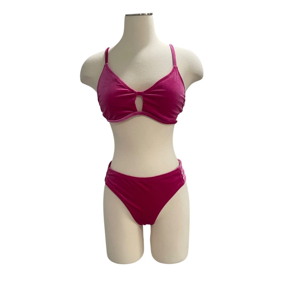 Conjunto de Bikini Jessica Simpson Rosa Negro Floral Sarong Tropical Traje de Baño Resort Foto 4 de 4