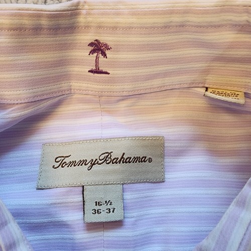 TOMMY BAHAMA Mens 16.5 36/37 Striped Dress Shirt Long Sleeve Button Up Cotton - Picture 7 of 12