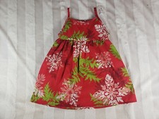 Kala Vintage Hawaiian Girls Tropical Vacation Dress Red Floral Size 18 - 24 Mos