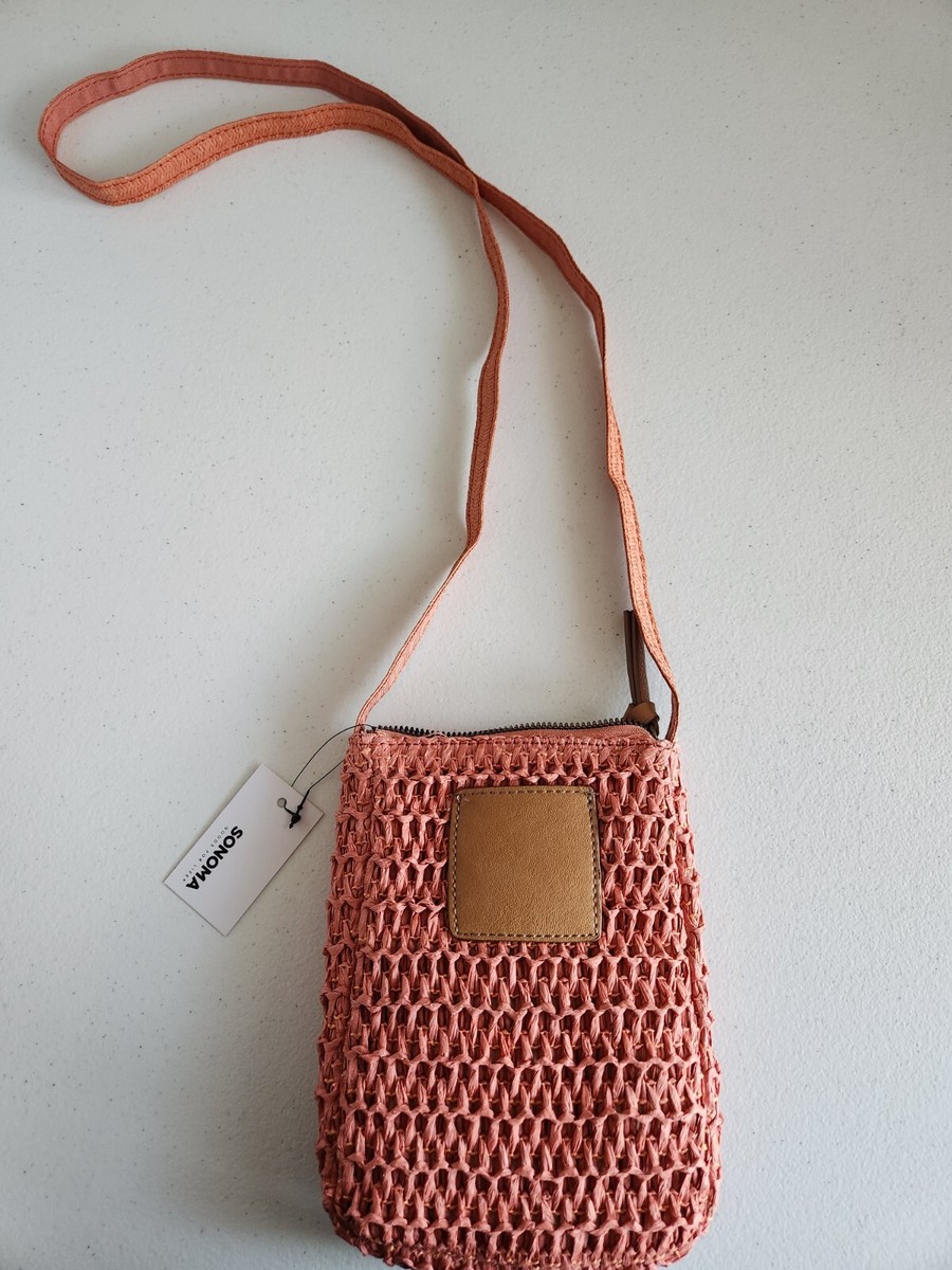 Sonoma Goods For Life Small Salmon-colored straw bag-new with tags 