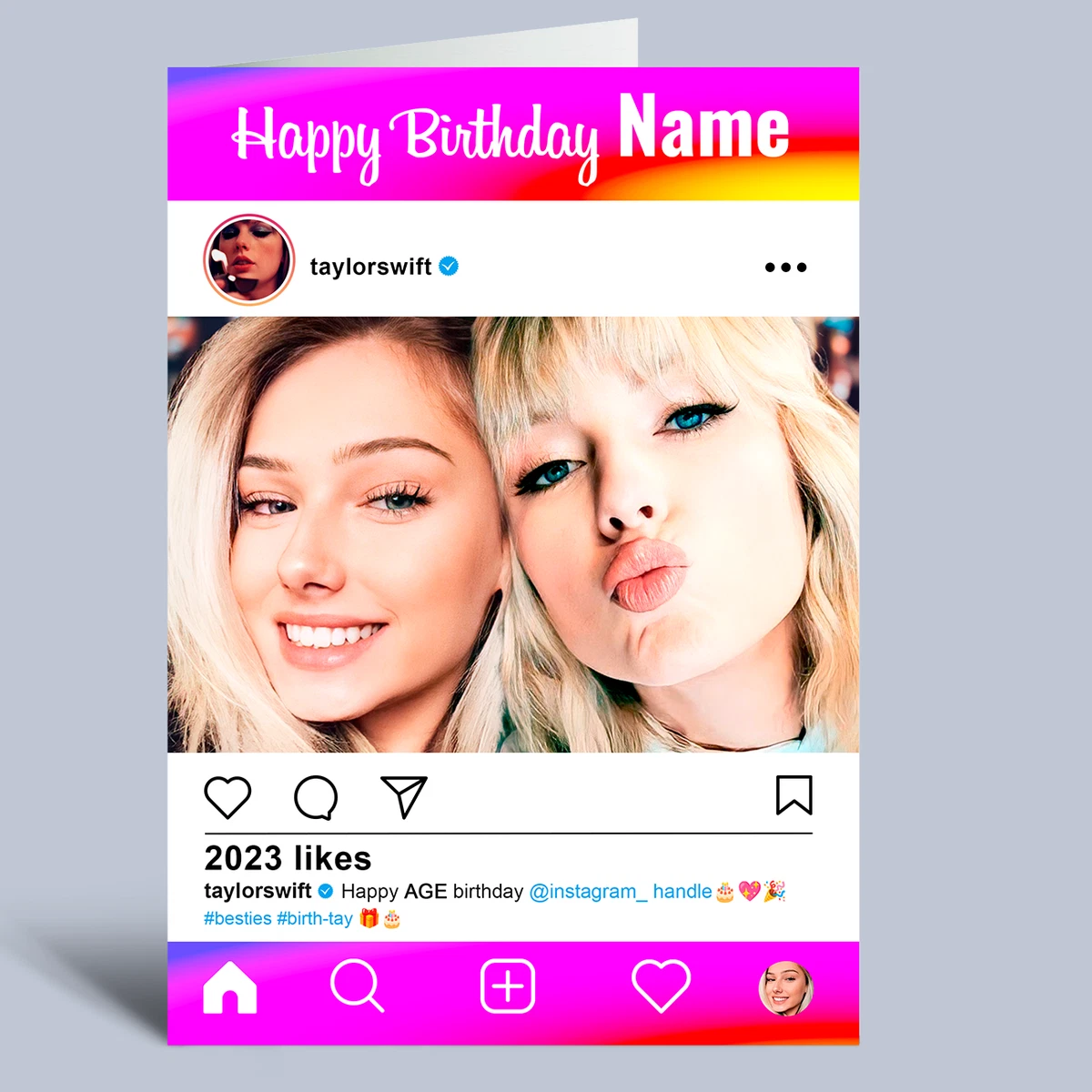 TAYLOR SWIFT + YOUR PHOTO Birthday Card Daughter Sister Niece Son  Granddaughter