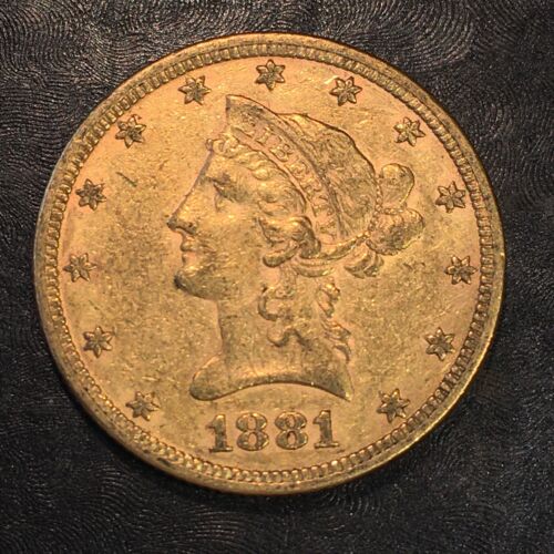 1881 $10 Gold Liberty Head - Old Euro Hoard Look - High Quality Scans #P761