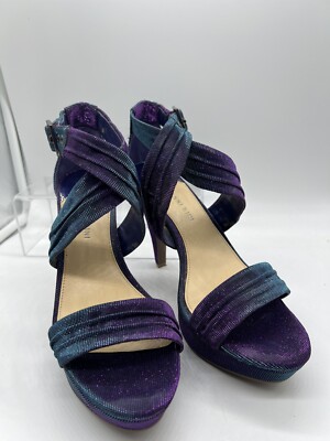 M Gianni Bini Purple Glitter Strap Sandal 4” High Heel Open Toe