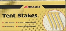 Hikemax 10 Pack Plastic Tent Stakes - 9 Inch
