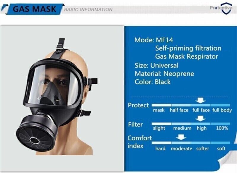 Chemical Gas Mask Full Face Respirator Spray Painting With 1PC 40mm Filter Box