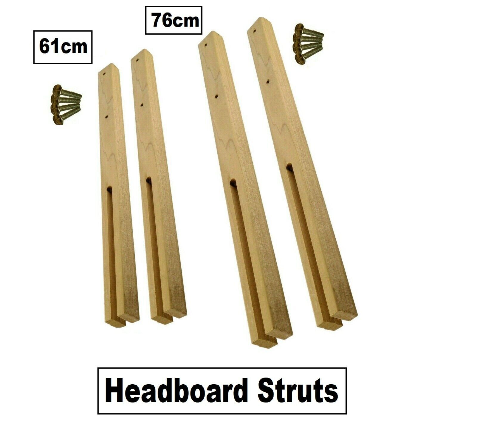 Multi Fit Headboard Legs Struts Pair Hardwood Slotted PreDrilled Screw
