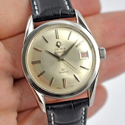 FINE VINTAGE OLMA CARAVELLE AUTOMATIC 41J DATE STEEL GENTS