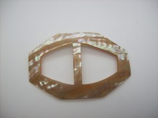 Vintage Mother-of-Pearl MOP Hand Carved Sash Belt Buckle